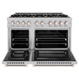 ZLINE 48 in. 6.7 cu. ft. Select Double Oven Dual Fuel Range in DuraSnow' Stainless Steel with 8 Brass Burners (HDRS-BR-48)