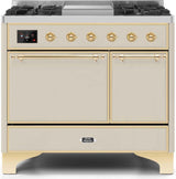 Majestic II 40 Inch Dual Fuel Liquid Propane Freestanding Range in Antique White with Brass Trim