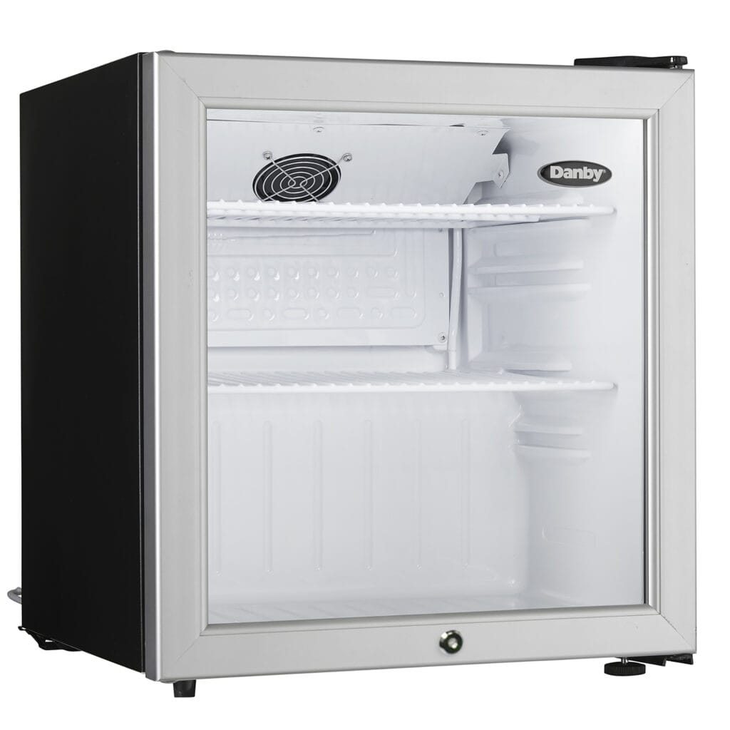 Danby 1.6 cu. ft. Compact Glass Door Fridge in Platinum