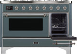 Majestic II 48 Inch Dual Fuel Liquid Propane Freestanding Range in Blue Grey with Chrome Trim