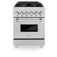 ZLINE 24 in. Professional Dual Fuel Range in DuraSnow Stainless Steel with Color Door Options (RAS-SN-24) [Color: DuraSnow]