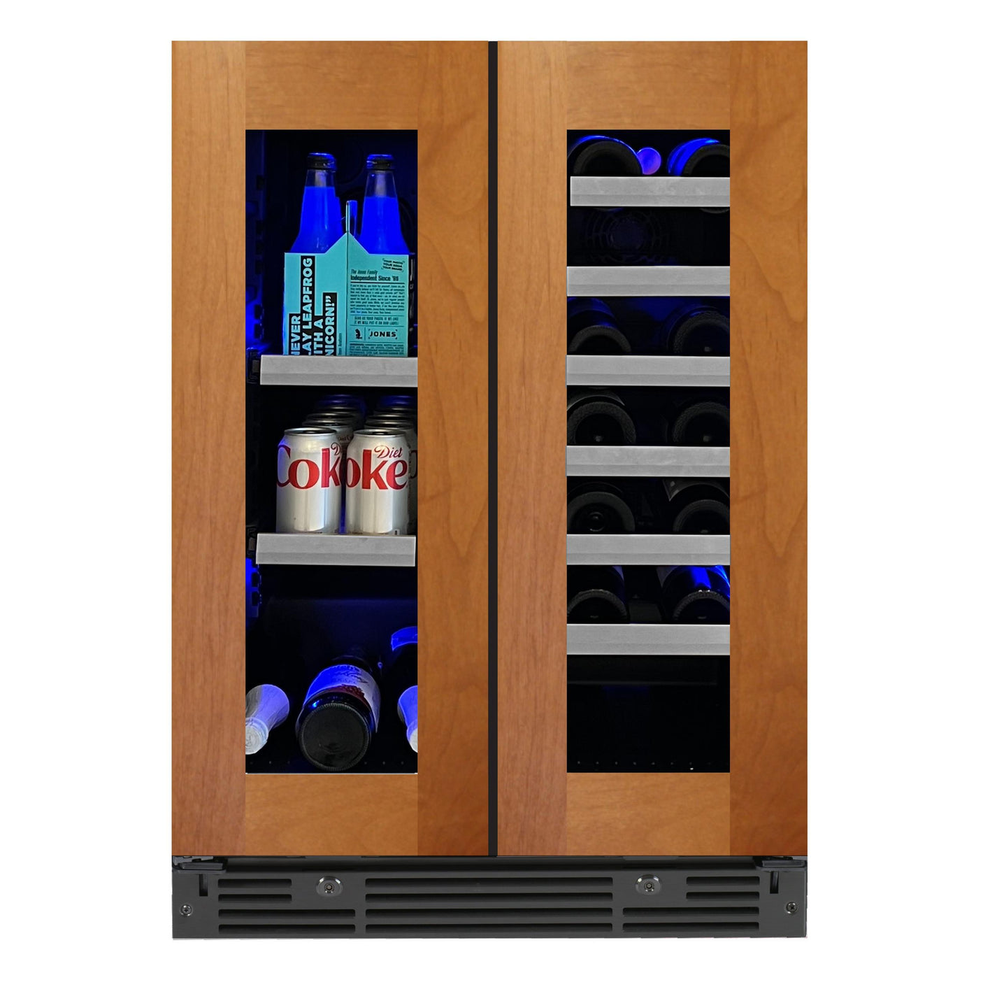 24" Beverage/Wine Double Door Overlay Glass