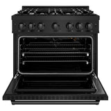 ZLINE 36 in. 5.2 cu. ft. Classic Gas Range with 6 Burner Cooktop and Convection Gas Oven in Black Stainless Steel (CGRB-36)