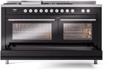 Professional Plus II 60 Inch Dual Fuel Natural Gas Freestanding Range in Glossy Black with Trim