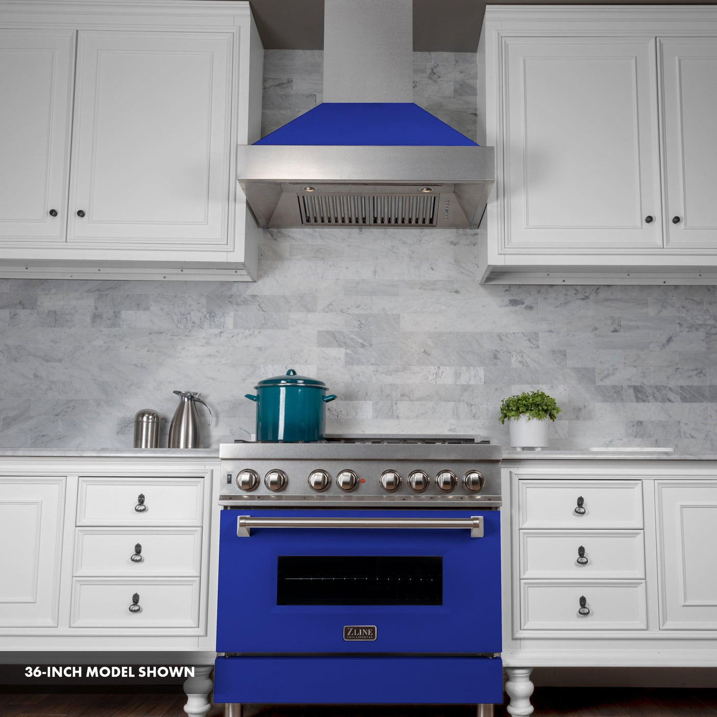 ZLINE 30 in. 4.0 cu. ft. Dual Fuel Range with Gas Stove and Electric Oven in All DuraSnow Stainless Steel with Color Door Options (RAS-SN-30) [Color: Blue Matte]