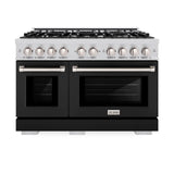 ZLINE 48 in. 6.7 cu. ft. Select Double Oven Gas Range with 8 Burner Cooktop in Stainless Steel with Black Matte Doors (HGR-BLM-48)