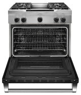 36'' 4-Burner with Griddle, Dual Fuel Freestanding Range, Commercial-Style - Imperial Black