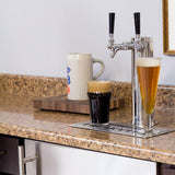 Marvel Built-In Indoor Twin Tap Beer Dispenser - Solid Panel Overlay Ready Door - Integrated Left Hinge