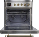 Majestic II 30 Inch Electric Freestanding Range in Stainless Steel with Brass Trim