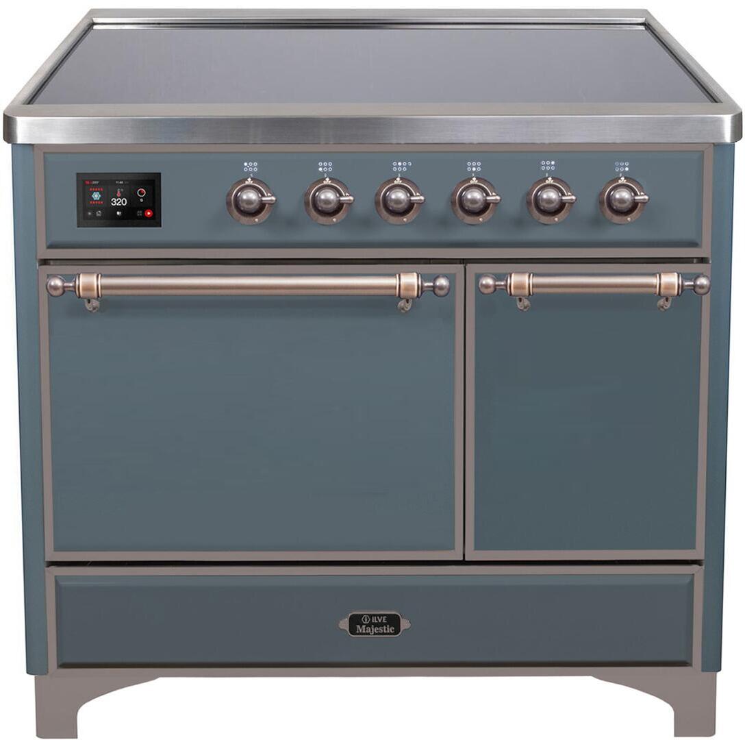 Majestic II 40 Inch Electric Freestanding Range in Blue Grey with Bronze Trim