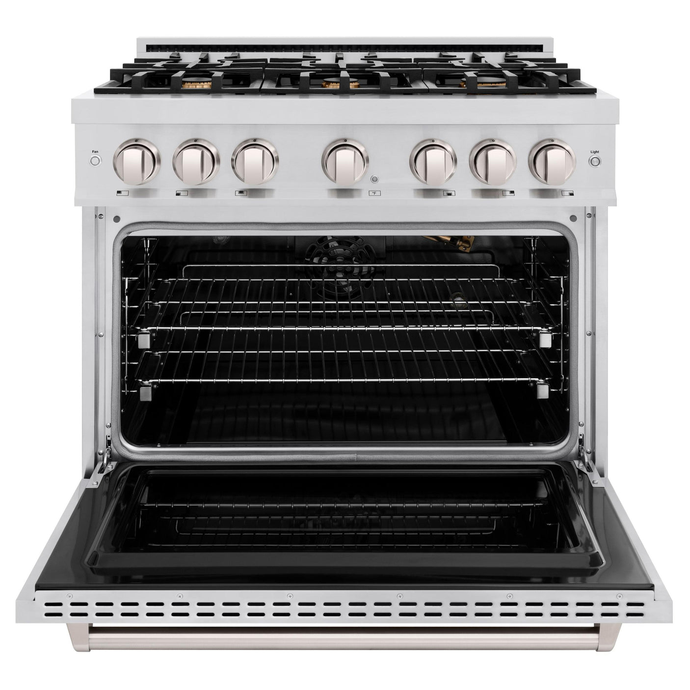 ZLINE 36 in. 5.2 cu. ft. Classic Gas Range with Convection Gas Oven in Stainless Steel with 6 Brass Burners (CGR-BR-36)