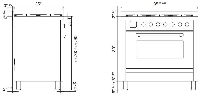 Professional Plus II 36 Inch Dual Fuel Natural Gas Freestanding Range in Glossy Black with Trim