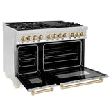 ZLINE Autograph Edition 48" 6.0 cu. ft. Dual Fuel Range with Gas Stove and Electric Oven in Stainless Steel with Accents (RAZ-48) [Color: Gold]