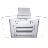 ZLINE Convertible Vent Wall Mount Range Hood in Stainless Steel & Glass with Crown Molding (KZCRN)