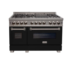 ZLINE 48 in. DuraSnow Stainless Steel 6.0 cu.ft. 7 Gas Burner/Electric Oven Range with Color Door Options (RAS-SN-48) [Color: Black Matte]