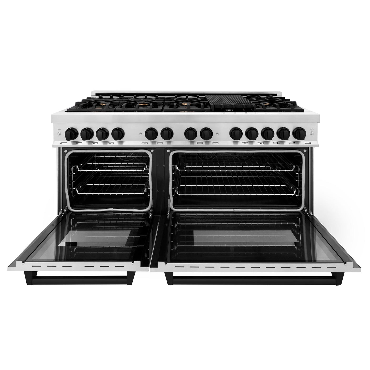 ZLINE Autograph Edition 60" 7.4 cu. ft. Dual Fuel Range with Gas Stove and Electric Oven in Stainless Steel with Accents (RAZ-60) [Color: Matte Black]