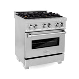 ZLINE 30 in. 4.0 cu. ft. Dual Fuel Range with Gas Stove and Electric Oven in All DuraSnow Stainless Steel with Color Door Options (RAS-SN-30) [Color: DuraSnow Stainless Steel with Brass Burners]