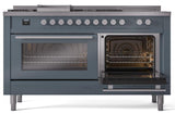 Professional Plus II 60 Inch Dual Fuel Natural Gas Freestanding Range in Blue Grey with Trim