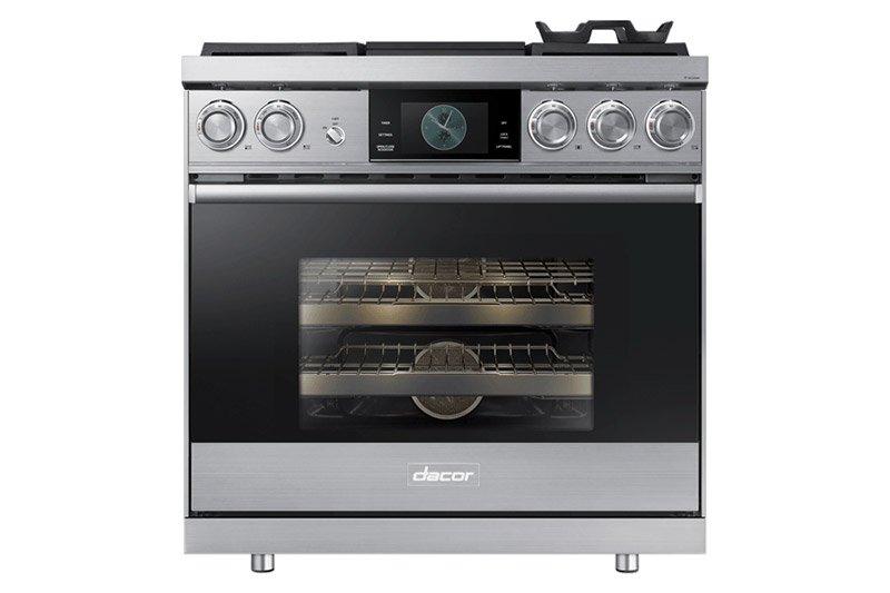 36" Pro Dual-Fuel Steam Range, Silver Stainless Steel, Liquid Propane