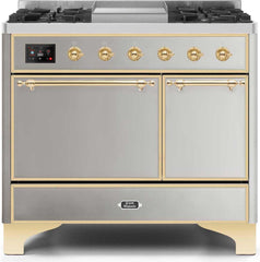 Majestic II 40 Inch Dual Fuel Natural Gas Freestanding Range in Stainless Steel with Brass Trim