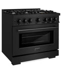 ZLINE 36 in. 5.2 cu. ft. Select Dual Fuel Range with 6 Burner Gas Cooktop and Electric Convection Oven in Black Stainless Steel (HDRB-36)