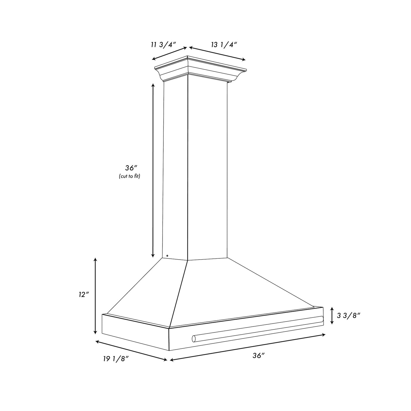 ZLINE 36 in. Autograph Edition Convertible Fingerprint Resistant DuraSnow' Stainless Steel Range Hood with Black Matte Shell and Polished Gold Handle (KB4SNZ-BLM36-G)