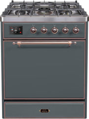 Majestic II 30 Inch Dual Fuel Liquid Propane Freestanding Range in Blue Grey with Bronze Trim