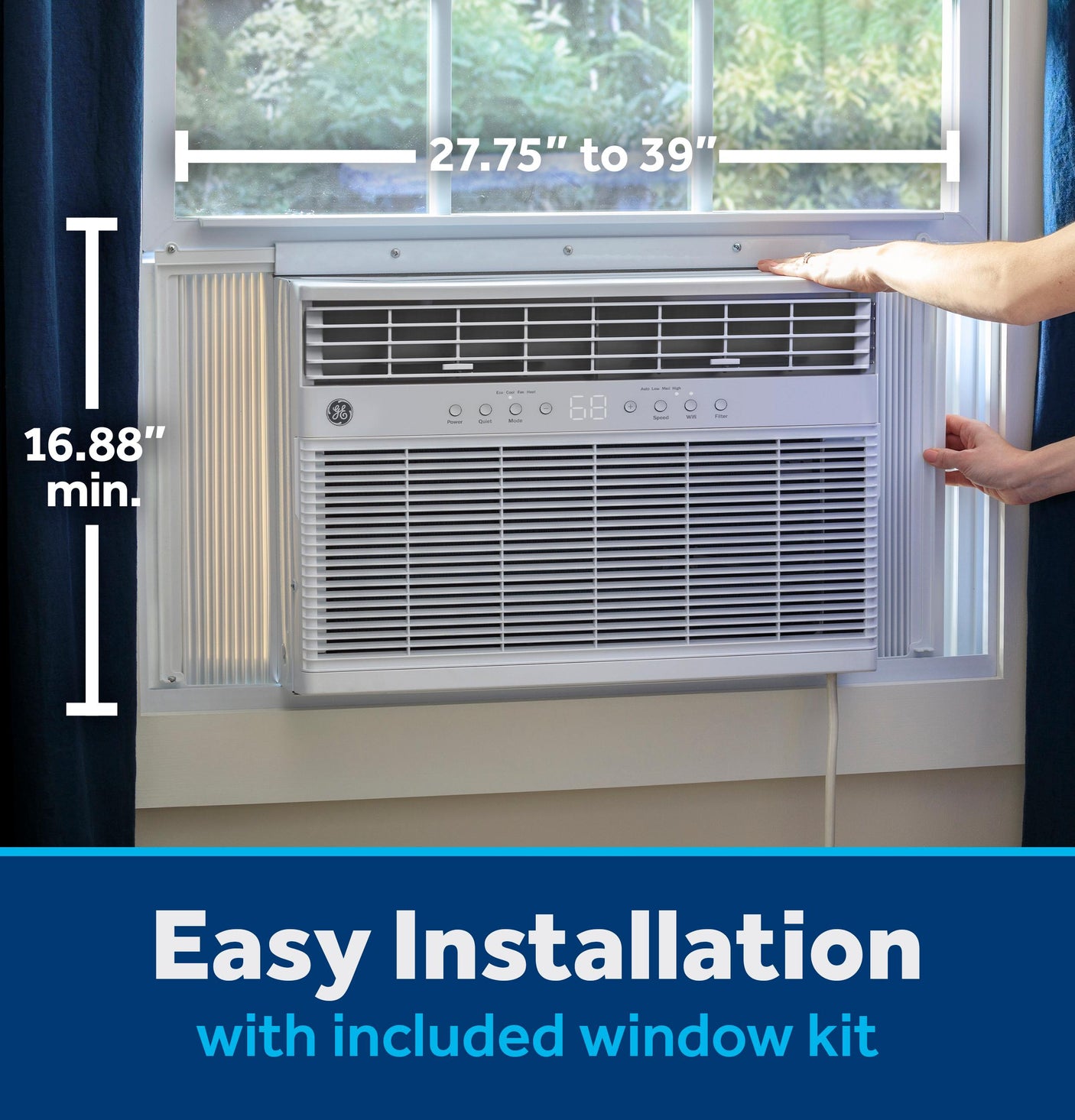 GE® 8,000 BTU Smart Heat/Cool with Heat Pump Electronic Window Air Conditioner for Medium Rooms up to 350 sq. ft.