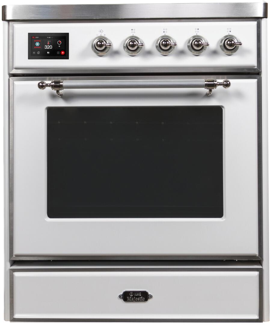 Majestic II 30 Inch Electric Freestanding Range in White with Chrome Trim