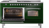 Nostalgie II 60 Inch Dual Fuel Natural Gas Freestanding Range in Emerald Green with Chrome Trim