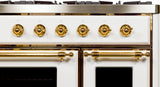 Majestic II 40 Inch Dual Fuel Liquid Propane Freestanding Range in White with Brass Trim