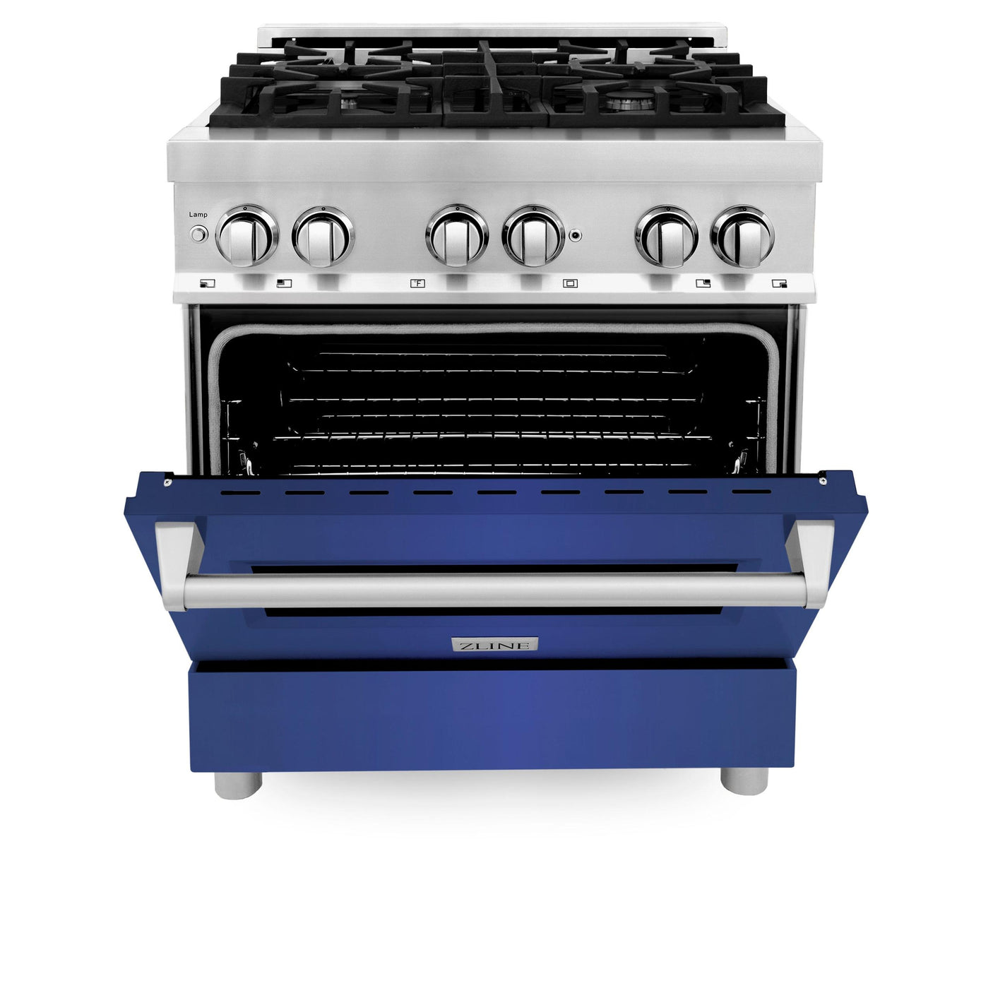 ZLINE 30 in. Dual Fuel Range with Gas Stove and Electric Oven in Stainless Steel (RA30) [Color: Blue Matte]