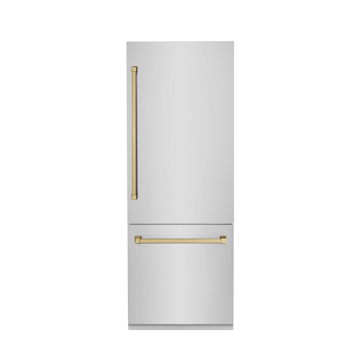 ZLINE 30" Autograph Edition 16.1 cu. ft. Built-in 2-Door Bottom Freezer Refrigerator with Internal Water and Ice Dispenser in Stainless Steel with Champagne Bronze Accents (RBIVZ-304-30-CB)