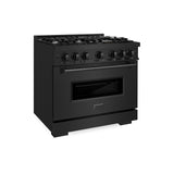 ZLINE 36 in. 5.2 cu. ft. Classic Gas Range with 6 Burner Cooktop and Convection Gas Oven in Black Stainless Steel (CGRB-36)