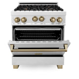 ZLINE 30" 4.0 cu. ft. Range with Gas Stove and Gas Oven in DuraSnow® Stainless Steel with Accents (RGSZ-SN-30) [Accent: Champagne Bronze]