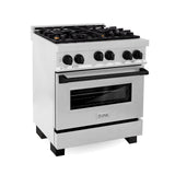 ZLINE 30" 4.0 cu. ft. Range with Gas Stove and Gas Oven in DuraSnow® Stainless Steel with Accents (RGSZ-SN-30) [Accent: Matte Black]