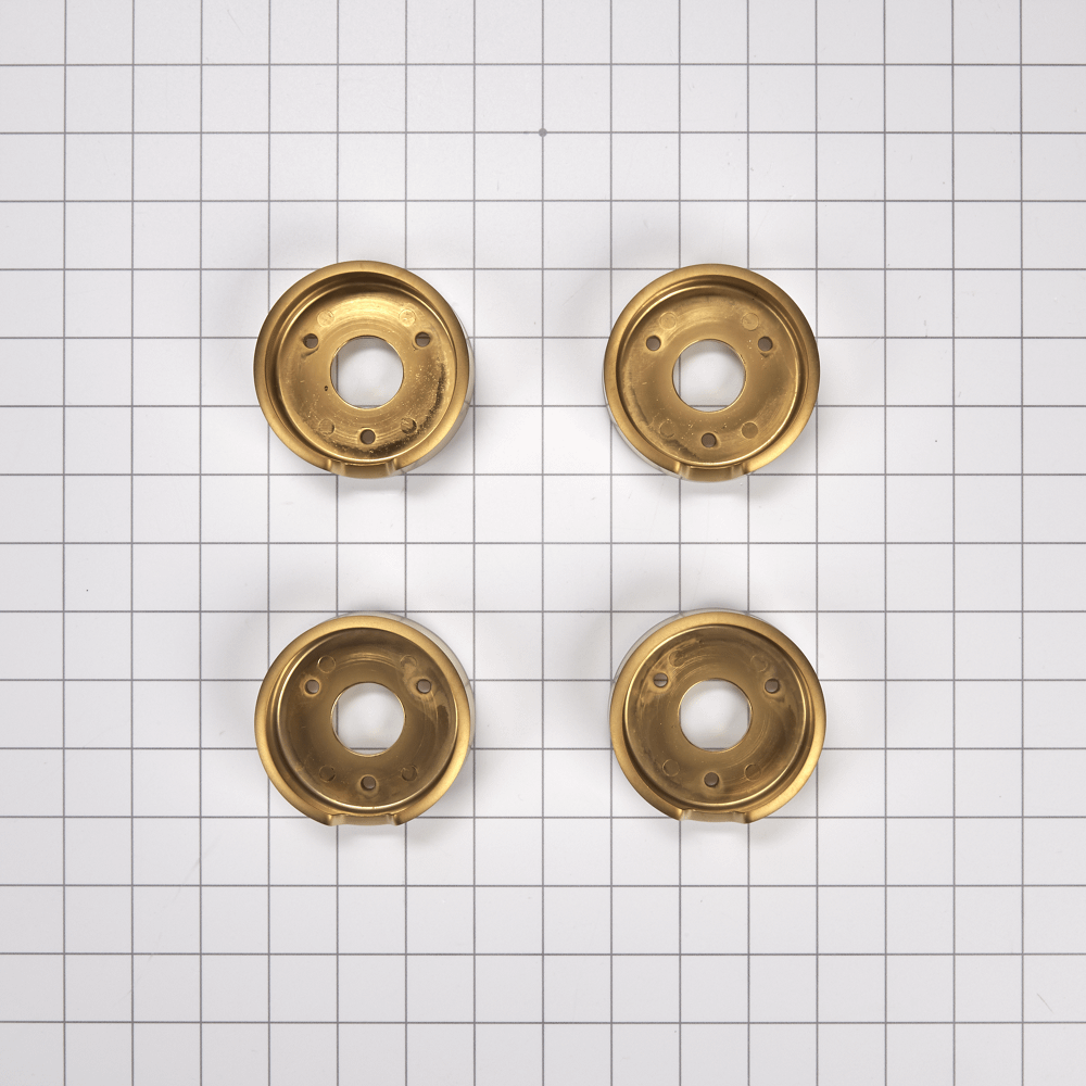 Set of 4 Range Brass Knob Bezels, Oven