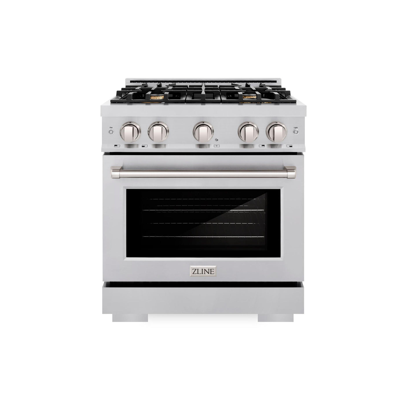 ZLINE 30 in. 4.2 cu. ft. Select Dual Fuel Range with Gas Cooktop and Electric Convection Oven in Stainless Steel with 4 Brass Burners (HDR-BR-30)