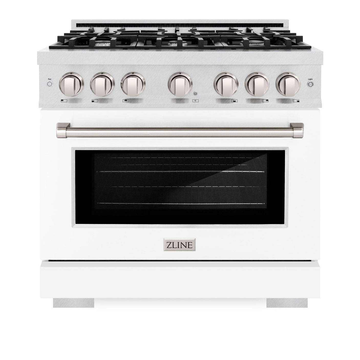 ZLINE 36 in. 5.2 cu. ft. Select Dual Fuel Range with 6 Burner Gas Cooktop and Electric Convection Oven in DuraSnow' Stainless Steel with White Matte Door (HDRS-WM-36)