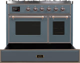 Majestic II 40 Inch Dual Fuel Liquid Propane Freestanding Range in Blue Grey with Bronze Trim