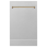 ZLINE 18 in. Autograph Edition Tallac Dishwasher Panel in DuraSnow Stainless Steel with Champagne Bronze Handle (DPVZ-SN-18-CB)