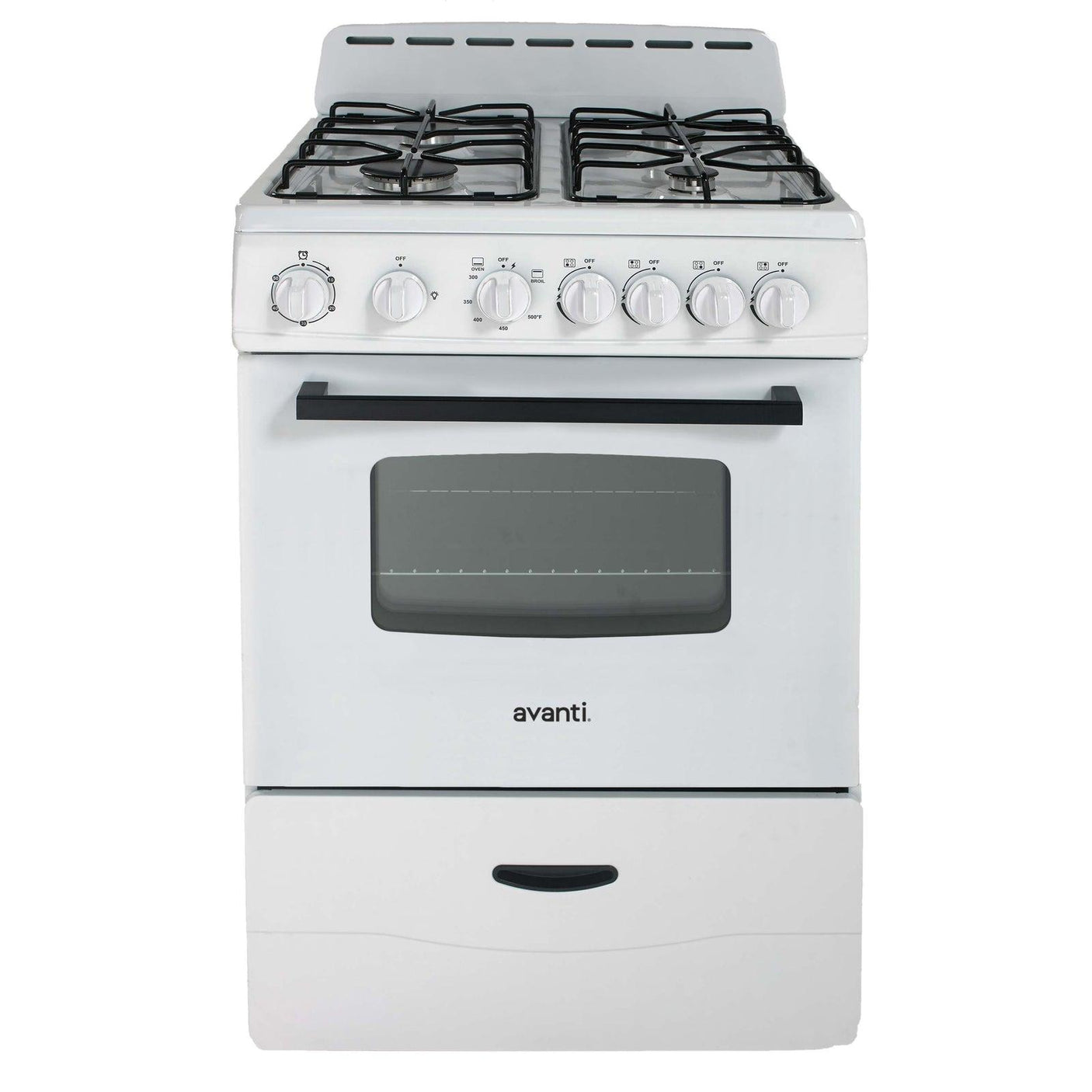 Avanti 24" Compact Gas Range Oven - White / 2.6 cu. ft.