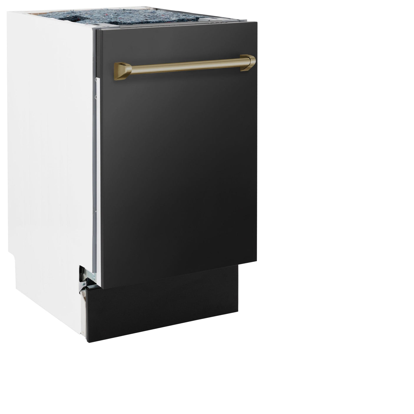 ZLINE Autograph Edition 18 Compact 3rd Rack Top Control Dishwasher in Black Stainless Steel with Accent Handle, 51dBa (DWVZ-BS-18) [Color: Champagne Bronze]