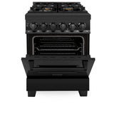 ZLINE 24 in. Professional Dual Fuel Range in Black Stainless Steel (RAB-BR-24)