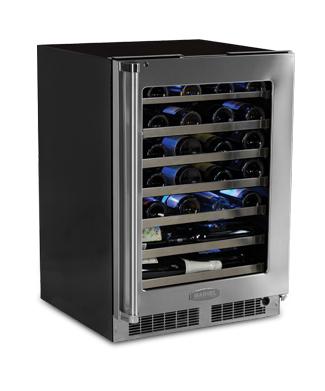 24" High Efficiency Single Zone Wine Cellar - Panel Overlay, Frame Ready Glass Door - Integrated Left Hinge