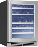 Presrv Pro Wine Cooler, 24in Under Cabinet, SS+Glass, Reverse Door, 2 Zone