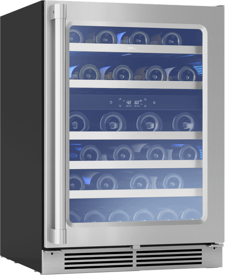 Presrv Pro Wine Cooler, 24in Under Cabinet, SS+Glass, Reverse Door, 2 Zone