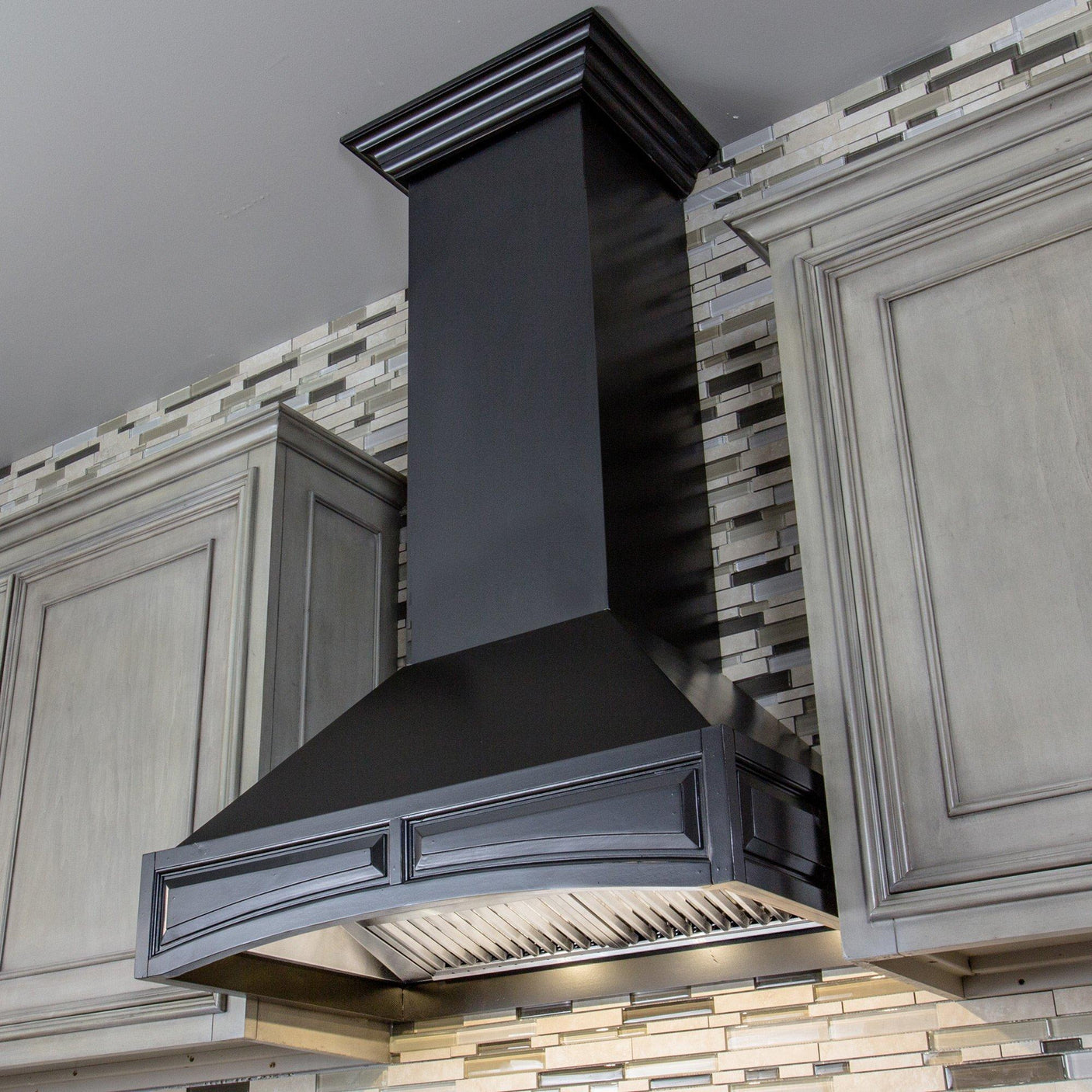 ZLINE Wooden Wall Mount Range Hood In Black - Includes Remote Motor (321CC) [Size: 30 Inch, CFM: 700]