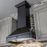 ZLINE Wooden Wall Mount Range Hood In Black - Includes Remote Motor (321CC) [Size: 36 Inch, CFM: 700]