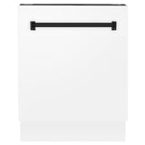 ZLINE Autograph Edition 24" 3rd Rack Top Control Tall Tub Dishwasher in White Matte with Accent Handle, 51dBa (DWVZ-WM-24) [Color: Champagne Bronze]